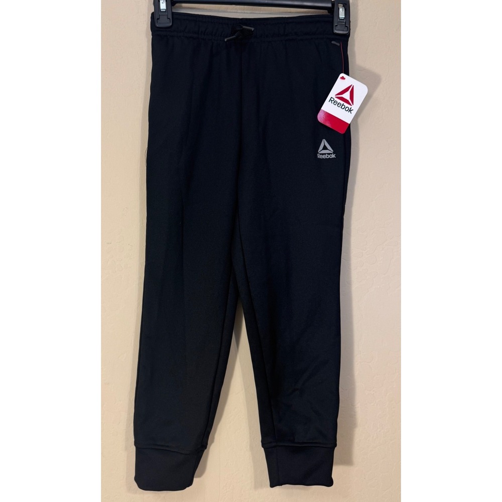 Reebok Cool Down Jogger Boys S 6/7 Black Athletic Sweatpants Sports NEW